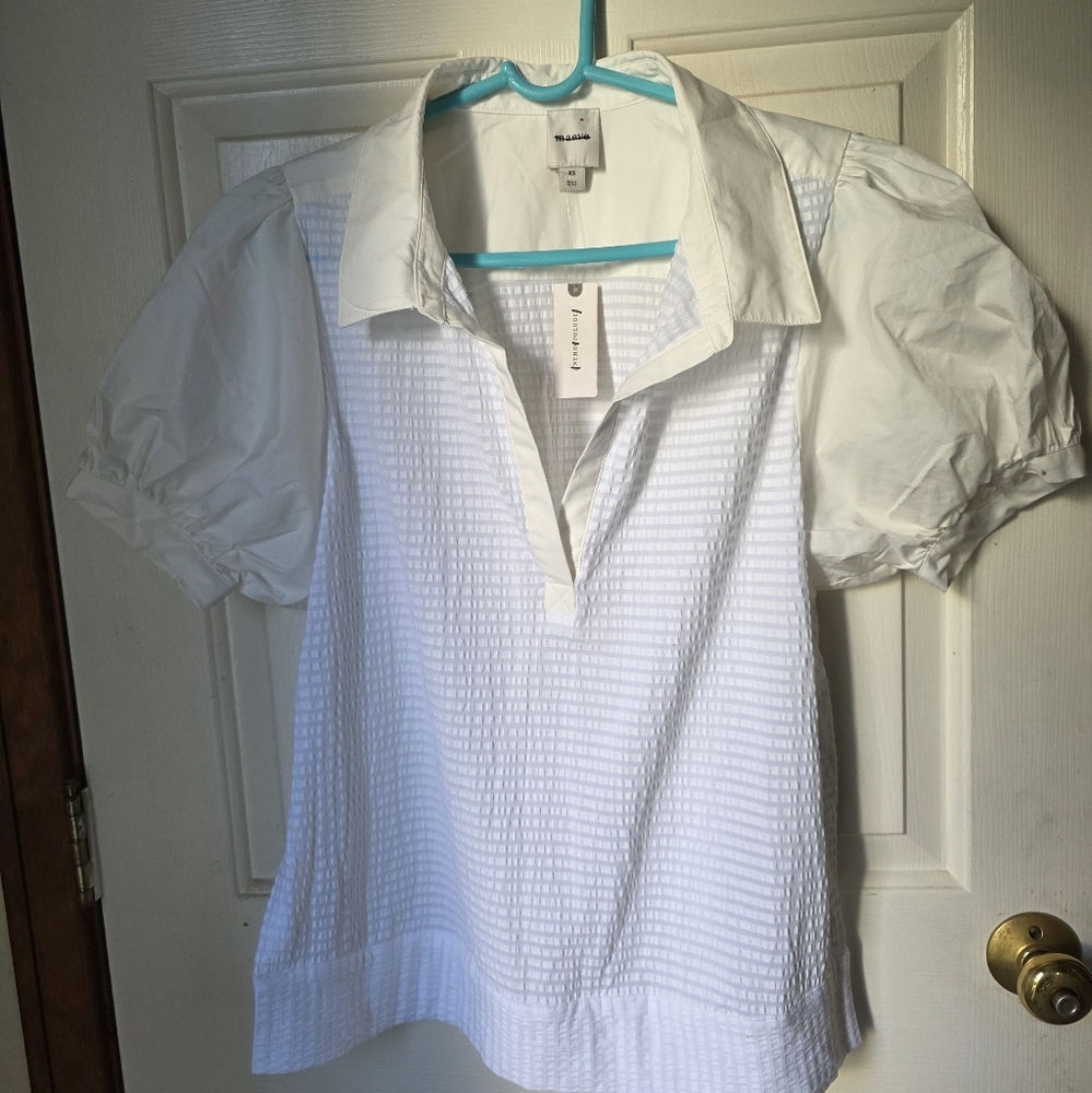 Maeve Puff-Sleeve Sea Breeze Top Size XS NWT - Picture 7 of 8